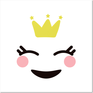 Kawaii face with crown Posters and Art